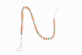 Natural wooden bead garland  - tiffany blue